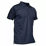 KEFITEVD Outdoor Polo T-Shirt Herren Golf Jagd Kleidung Robust Quick Dry Funktionsshirt Männer Arbeitsshirt Sommer Sportshirt Unifarben mit Kragen Freizeitshirt Dunkelblau L