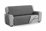 Textil-home Sesselschoner Sofaüberwurf MALU, 2 Sitzer - Reversibel gepolsterter Sofaschutz. Farbe Grau
