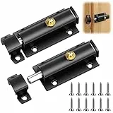 2 Stück Türriegel Innen, Automatische Türriegel, Federriegel Schlossriegel, Riegelschloss Gartentor Riegel Schubriegel mit Schrauben, Schiebeschloss für Fenster, Schranktüren, Tierkäfige usw