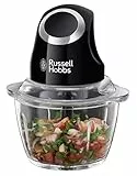 Russell Hobbs Zerkleinerer elektrisch Mini [Glasbehälter inkl. Aufbewahrungsdeckel] Matt Schwarz (500ml, Gemüsezerkleinerer, Mixer, Multi-& Universalzerkleinerer f. Gemüse, Obst & Fleisch) 24662-56