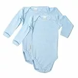 wellyou, 2er Set Kinder Baby-Body Langarm-Body, hell-blau weiß gestreift, geringelt, für Jungen und Mädchen, Feinripp 100% Baumwolle, 104-110