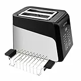 Toaster 2 Scheiben,KETIAN Edelstahl mit LCD-Anzeige,Toasters mit Brötchenaufsatz,smart Edelstahl Toaster,Brotzentrierung,7 Bräunungsstufen,1400 W,schwarz
