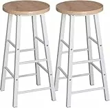 WOLTU Barhocker 2er Set mit Fußstütze, 71 cm Hohe Barstuhl aus Stabilem Metallgestell, Einfache Montage - für Küche, Bartheke und Esszimmer - Hell Eiche
