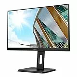 AOC Q24P2Q - 24 Zoll QHD Monitor, höhenverstellbar (2560x1440, 75 Hz, VGA, HDMI, DisplayPort, USB Hub) schwarz
