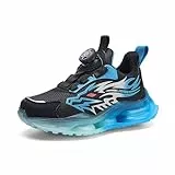 GemChve Sneaker Jungen,Wanderschuhe Kinder,Sportschuhe Mädchen,Turnschuhe Atmungsaktiv Leicht Outdoor Sport,Wasserdicht rutschfest Mit Knopfschnürsenkeln BlackBlue27EU