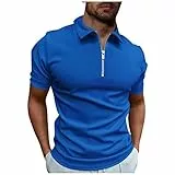 TIMELYE Poloshirt Herren Kurzarm Einfarbig Basic Golf T-Shirt Polohemd Slim Fit T Shirt Sports Shirts Tshirt Sport mit Reißverschluss, 3-royal Blue, XL