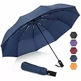 ZOMAKE Regenschirm Taschenschirm Sturmfest,Klein Schirm mit Auf-Zu-Automatik für Herren Damen - Travel Umbrella mit UV Schutz, (Saphir)