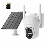HOSAFE.COM Kamera Überwachung Aussen Akku, Überwachungskamera Aussen WLAN Solarbetrieben, 360 Grad Kamera mit PTZ, PIR Sensor, 2K HD Farb Nachtsicht, SD/Cloud, IP66 Wasserdicht