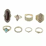 CALLARON 8stücke Steinringe Damen-set Vintage Edelstein-ringe Fingerringe Anzug Ringe Für Frauen Steinringe Set Ringe Damen Fingerringe