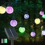 mafiti Lichterkette Außen Lichterkette Außen Solar Wetterfest, 30 LED Bunt 12M 8 Modi Outdoor Solarlichterkette aussen Wetterfeste Lampions für Balkon Garten Bäume Weihnachtsdekoration Festival Deko