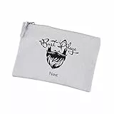 Herz & Heim® Männer Kosmetiktasche für Bartpflege Artikel mit Namen des Bärtigen mittel, Grau