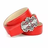 Anthoni Crown Damen Ledergürtel Modell GL1W00L Gürtel, Rot, 105