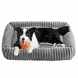Feandrea Hundebett, großes orthopädisches Hundekörbchen, Hundekissen waschbar, Flauschige Hundematte, weiche Polsterung, 106 x 75 x 20 cm, Taubengrau PGW313GD01