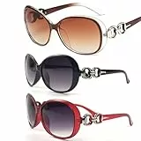 FeiOne 3 Stücke, Sonnenbrillen Damen Retro Oversized Polarisiert, Trendy sonnenbrille damen groß mit UV400 -Schutz, Lichtschutz für Straße & Outdoor
