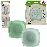 NIP Eat Green Geschirrset ab 4. Monat, 2 Teller, 2 Breischale, 3 Eat Green öko bio Babylöffel,Spülmaschinenfest,Mikrowellegeeignet, Made in Germany, BPA frei, Melamin frei, PVC frei