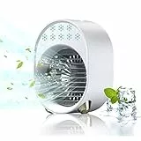Luftkühler mit Verdunstungskühlung, Mini Klimaanlage Akku Portable, Mini Ventilator USB 4 in 1, Mobile Klimagerät ohne Abluftschlauch Leise Klimaanlage Mobil Klimagerät Conditioner Air Purifier (Weiß)
