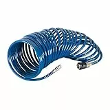 Scheppach Spiralschlauch 10m blau 1/4 Zoll Stecknippel | Druckluftschlauch passend für Scheppach Kompressoren | Druckluftspiralschlauch mit Schnellkupplung