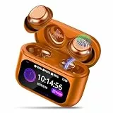 ZYHKON Bluetooth Kopfhörer, Bluetooth 5.4 Schlafkopfhörer In Ear mit Touchscreen, 48H Spielzeit Mini Kopfhörer mit HiFi Sound/5 EQ-Modi/ENC Noise Cancelling, Wireless Ohrhörer Hellorange