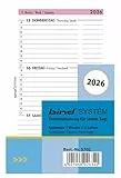 BIND B570226 Kalendereinlage für Wochenkalender A7, Timer Einlage Jahr 2026, 1 Woche / 2 Seiten, Terminkalender mit System, Kalendarium für bind Systemplaner und Standard Timeplaner