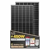 Solakon Solarpanel 450W, Bifazial Glas-Glas N-Type Solarmodul, 40v Monokristalline Solarmodule/Solar Module für Balkonkraftwerk/Solaranlage, 450w Solar Panel für Photovoltaik Komplettanlage (1 Stk)