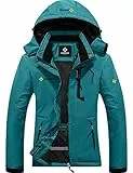GEMYSE Damen Wasserdichte Berg-Skijacke Winddichte Fleece Outdoor-Winterjacke mit Kapuze (Acid Blau 01,L)