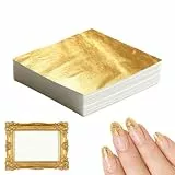 Wosyoodo 200 Blatt Blattgold Imitation, Nicht Essbar, Blatt Blattgold, Gold Folie zum Basteln, Goldenes Goldpapier Acrylmalerei, Goldblattblätter für Kunstprojekt Handwerk Dekoration DIY (8.5x8cm)