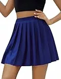 DRESSTELLS Plisseerock Damen Tennisrock Knielang Minirock High Waist Kurz Rock Gothic Mini Sommerrock Elegant Faltenrock Pleated Skirt Royalblue M
