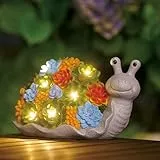 Yeomoo Schnecken Deko mit Solarlampen für Außen Gartendeko - Lustig Wetterfestem Solar Tiere Gartenfiguren mit Sukkulenten Dekoration - Geschenke für Mama Frauen Geburtstag Balkon Wohnzimmer Deko