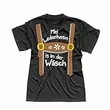 T-Shirt Oktoberfest Lederhose Kostüm Volksfest Tracht 13 Farben Herren XS-5XL München Wiesn Festzelt O'zapft Maß Krug Dirndel, Größe:L, Farbe:schwarz - Logo Weiss