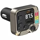 PRMHOOT Bluetooth 5.3 Adapter Auto, 45W Max fm Transmitter mit 30W PD Schnelllade-Autoladegerät, Music Player Car Kit mit Freisprechfunktion, Unterstützt USB-Disk mit Lichtschalter
