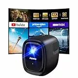 Smart Mini Beamer,1080p mit Beamer 4K, automatische trapezförmige Kompensation, mit WiFi 6 und Bluetooth 5.2, kompatibel mit USB/Mobilgeräten/PC, HiFi-Audio zum genießen des Films zu Hause, Schwarz