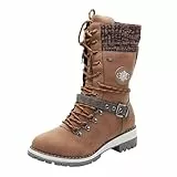 Generisch Winterstiefel Damen, Stiefel Damen Ankle Homewear Damenstiefel Schneeschuhe Kuschelig Stiefel Hoch Warmer Weiter Schaft Herbst Wanderschuhe Schuhe Boots 12#braun 39