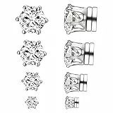 Airokiy 4 Paar Magnet Ohrringe Herren Magnetische Clip Ohrringe für Herren Damen ohne Ohrlöcher, Edelstahl Zirkonia Ohrclips Hypoallergene Modeschmuck Set (4/5/7/8 mm)