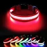 MASBRILL Leuchthalsband Hund, Hundehalsband Leuchtend Aufladbar, LED Halsband für Hunde Leuchtband Einstellbar Wasserdicht mit 3 Lichtmodi Sicherheit für Kleine Mittlere Große Hunde, Rot S
