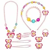 OSDUE Schmetterling Schmuckset Mädchen, Schmetterling Kinderschmuck Enthalten Halskette, Ringe, Armbänder, Ohrring,Kinderschmuck Set für Party Geschenk (10 Stück)