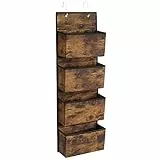 SONGMICS Hängeorganizer mit 4 Taschen, Hängeregal, Kleiderschrank-Organizer, Hängeaufbewahrung, Tür-Organizer, Schlafzimmer Wohnzimmer, 12 x 33,5 x 100 cm, vintagebraun RDH004X01