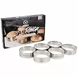 MOESTA-BBQ 10376 Burgerringe - 6er Set aus 100% Edelstahl (Größe XL) - Back-Ring für Burger-Bun-Brötchen - Servierring