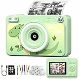 GREENKINDER Sofortbildkamera Kinder, 2.4 Zoll Bildschirm Kinderkamera Sofortbildkamera mit 32GB Karte & 5 Rollen Druckpapier,1080P Kamera Kinder Sofortdruck, Geschenk für 3-12 Jungen und Mädchen