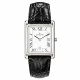 DUGENA Unisex-Armbanduhr 4460699 Quadra Classica, Quarz, weißes Zifferblatt, Edelstahlgehäuse, gehärtetes Mineralglas, Lederarmband, Dornschließe, 3 bar