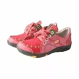 TMA EYES Modischer Retro Schnürschuh für Damen mit handgenähtem Design（Rot,40
