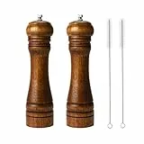 BINHAI Salz und Pfeffermühlen Set, Pfeffermühlen Set aus Holz, Manuelle Mühlen, solide mit starken, einstellbaren Keramikmühlen, 2-teilig 8 Zoll