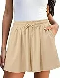 Leversic Shorts Damen Sommer Hosenrock Kurze Hose Wide Leg mit Taschen Lose Freizeit Culottes, 039-Braun, L
