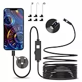 Dual Lens Endoskopkamera, 1080P HD Endoskop-Kamera mit Licht Handy Wasserdichtes Ip67 Kein WLAN Erforderlich Inspektionskamera mit 8+1 LEDs Licht für Android & iOS, Tablet (16.4 ft/5m)