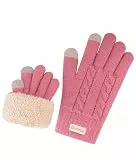 Bobelle Wear Alpaka Handschuhe Damen,Winterhandschuhe Touchscreen Wollhandschuhe,Thermohandschuhe Warm Fleece Skihandschuhe (Rosa)