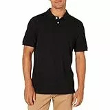 Amazon Essentials Herren Piqué-Poloshirt aus Baumwolle, Schmale Passform, Schwarz, M