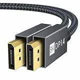 IVANKY DisplayPort Kabel 1.4 2M, 8K@60Hz, 4K@165Hz, 2K@240Hz, DP 1.4 Kompatibel mit HDR10, FreeSync, G-Sync, DTS-HD, 32,4Gbps DSC1.2, Geeignet für Gaming Monitor Grafikkarte - Grau