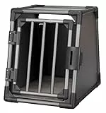 TRIXIE Hunde-Transportbox, Aluminium, S: 48 x 56 x 61 cm, grafit, inklusive rutschfester Liegematte, extra stabil, sicher, geräuscharm, Klettleisten am Boden, Sicherheitsverschluss - 39335