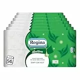 Regina Aloe Vera 3-lagiges Toilettenpapier – 56-Rollen-Packung, 150 Blatt pro Rolle, Sanft und Zuverlässig, Pflegt dank Aloe-Vera-Essenz, FSC-zertifiziertes Papier