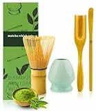 Yuxava Matcha-Set, MatchaTee Set 4er, Matcha Besen,Teanagoo Matcha Set, Matcha Tea Set, Matcha-Tee-Set für die Zubereitung von Frühstück/Matcha-Latte, Seladon-grün,Geschenk für Matcha-Liebhaber