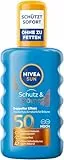 NIVEA SUN Schutz & Bräune Sonnenspray LSF 50, wasserfeste Sonnencreme mit Pro-Melanin-Extrakt für eine ebenmäßige Bräune, sofortiger Sonnenschutz vor UVA/UVB-Strahlen (200 ml)